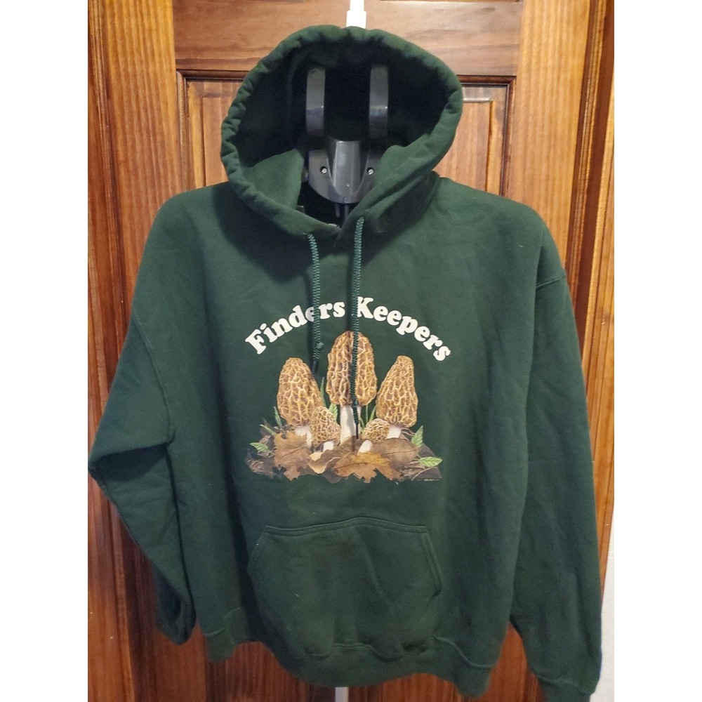 NWOT Heavy Dark Green Finders Keepers Mushroom Morels Graphic Hoodie XL‎